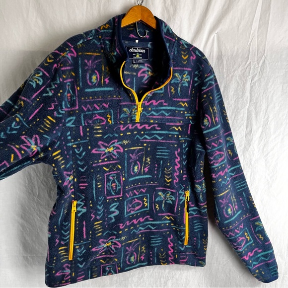 Chubbies Men Large Sweater The Chilly Vibe Quarter Zip Fleece Pullover Jacket L - Picture 16 of 16